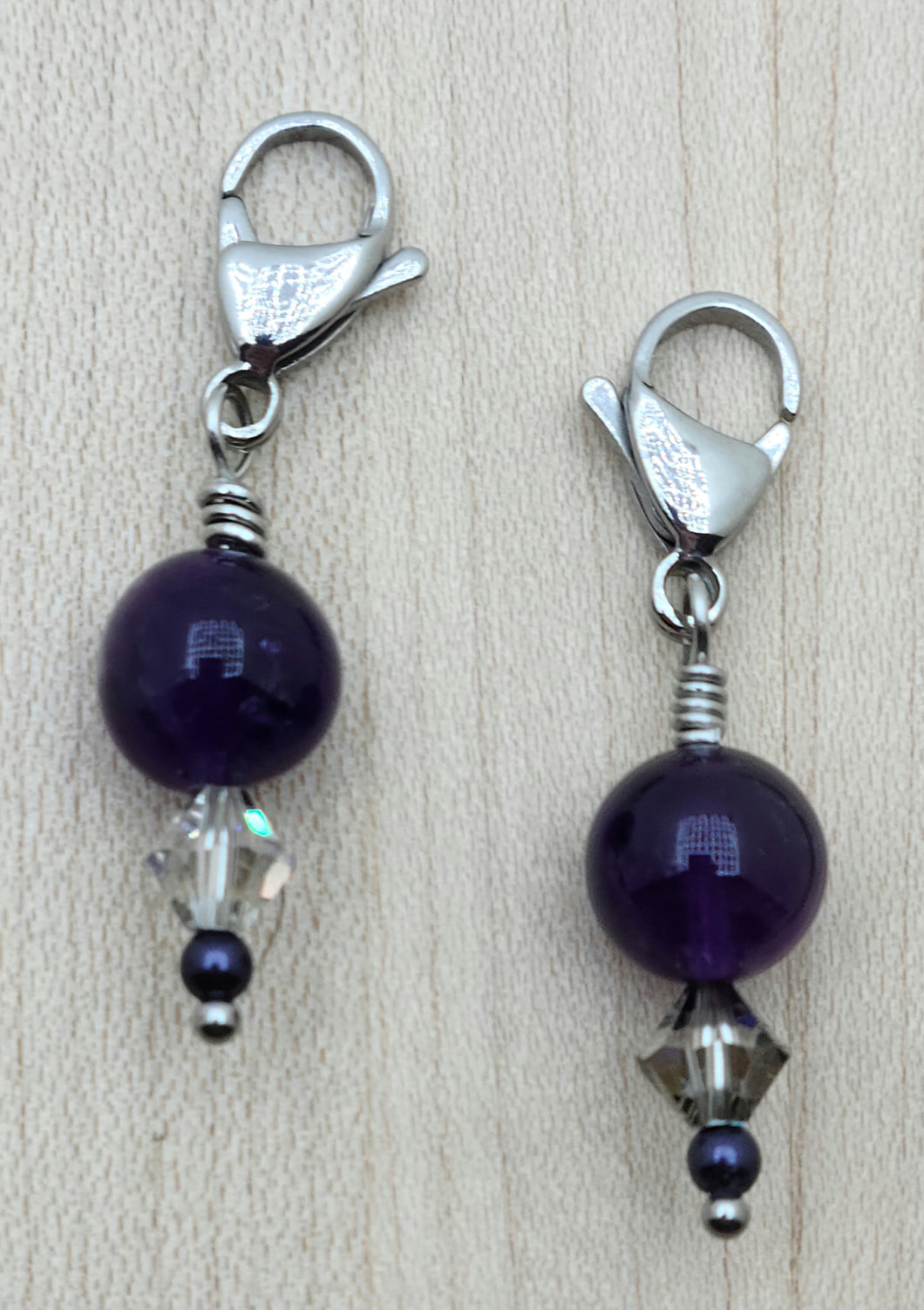 Zipper Pull - Crystal & Amethyst