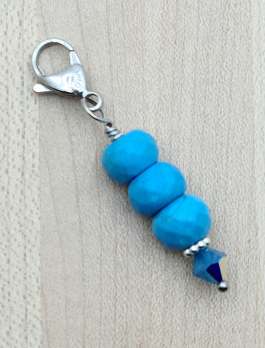 Zipper Pull - Turquoise Howlite & crystal