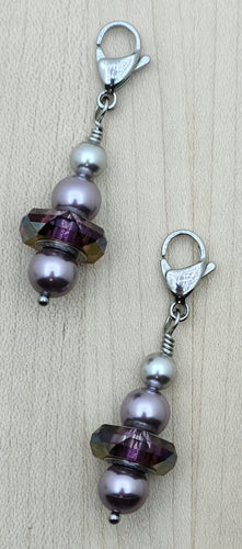 Zipper Pull - Mauve & Lilac Crystal
