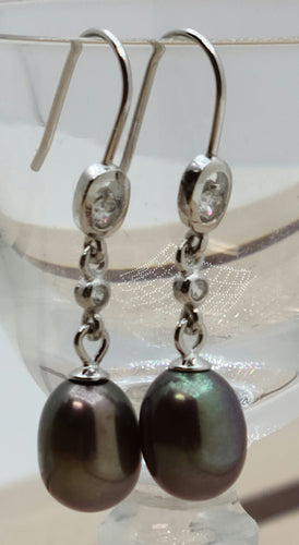 Steel Grey Freshwater Pearl Earrings