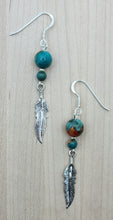 Composite turquoise & sterling silver feather fish hook earrings