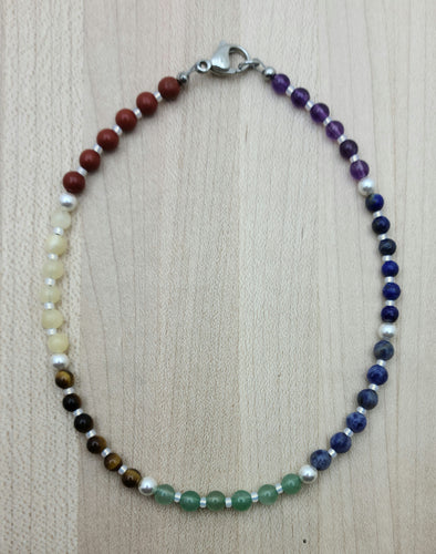Anklet made of chakra stones & crystal pearls