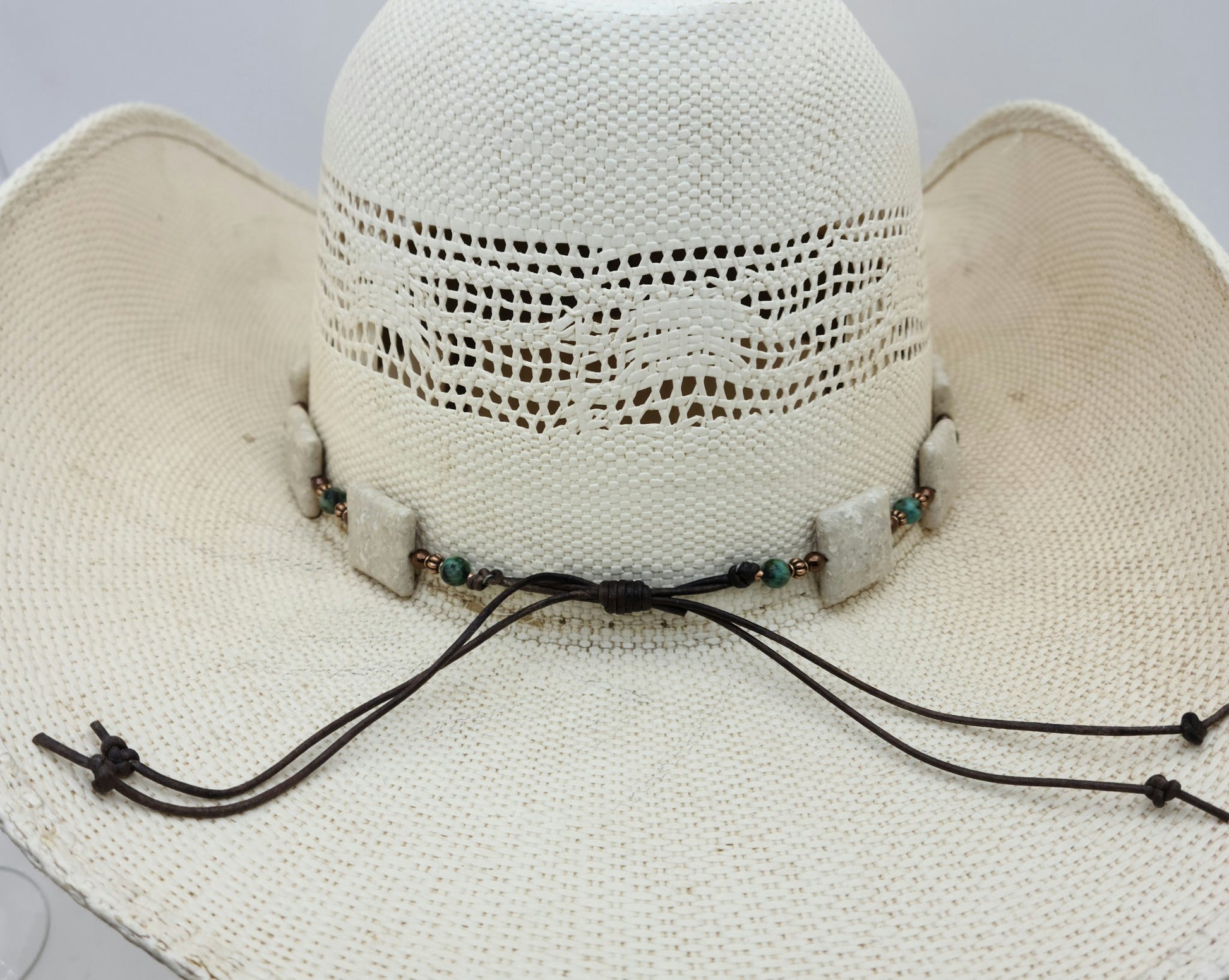 River stone, turquoise, & copper hatband