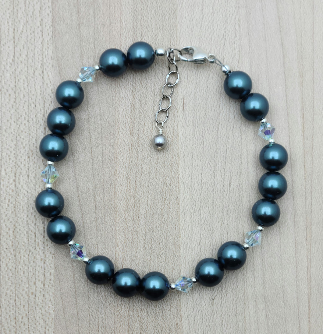 Teal Magnetic Bracelet with azure crystals