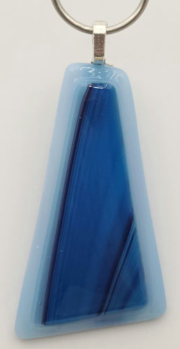 A long, vibrant blue statement piece in fused glass!