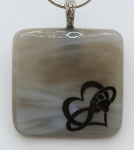 This fused glass pendant says you have an infinity of love for your canine/feline companions!