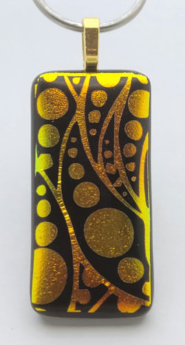 Etched dichroic glass - picture sea kelp & floating bubbles in bright gold!