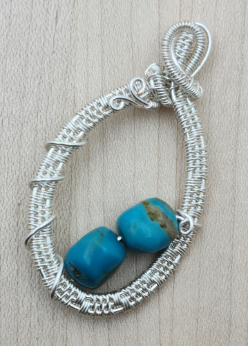 Woven Wire Nestled Turquoise Nuggets Pendant