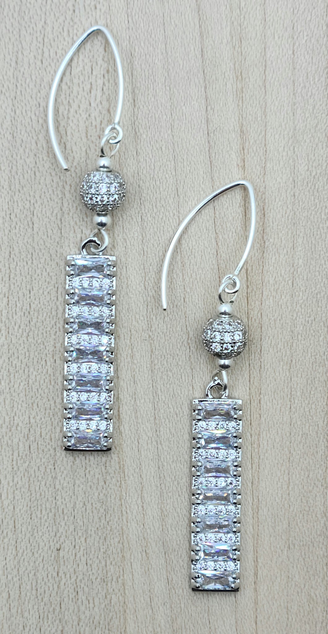 CZ Baguette Column Earrings