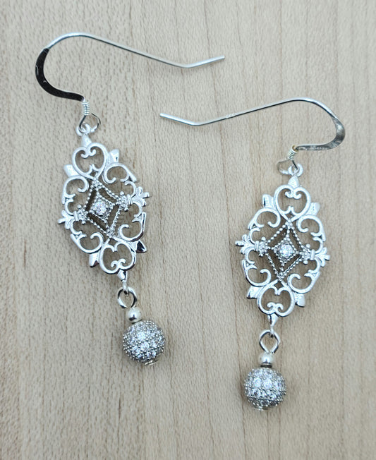 Filigree Diamond & CZ Earrings
