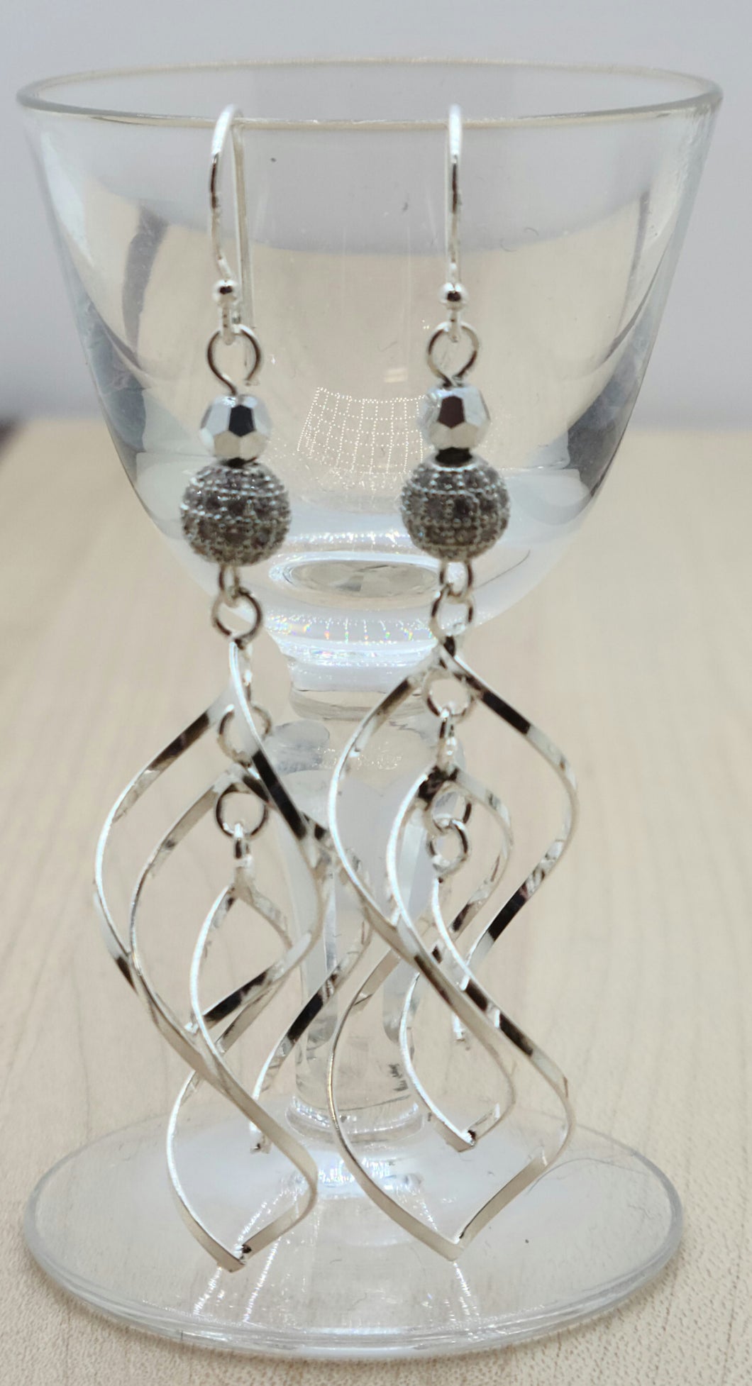 Sterling silver & CZ Swirl Dangle Earrings