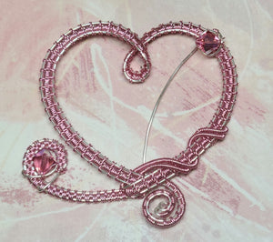 Woven Wire Rose Heart Shadow Box Close-up