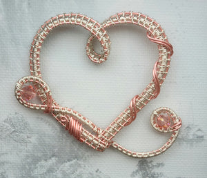 Woven Wire Peach Heart Shadow Box Close-up