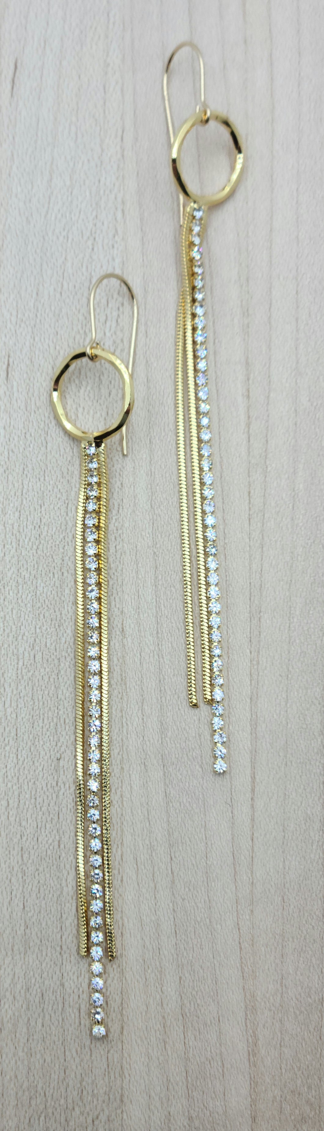 LONG Gold CZ Fringe Earrings