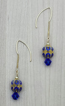 Bright blue & gold cloisonne earrings.