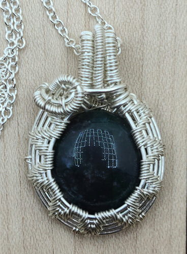 Woven Wire Green Jasper Pendant