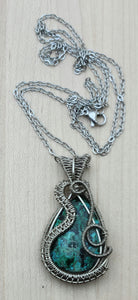 Woven Wire Chrysocolla & Antique Silver Fill