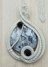 Woven Wire Black & White Crazy Lace Agate Pendant