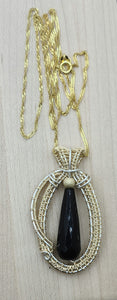 Woven Wire Gold Fill & Faceted Onyx Pendant