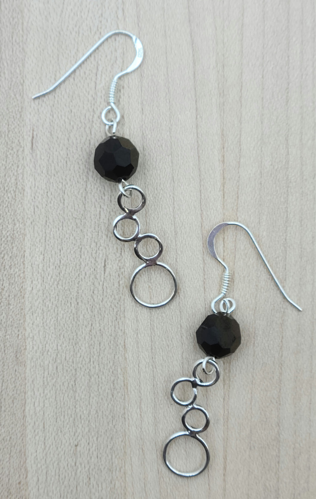 Black Brown Crystal & Funky Loops Earrings