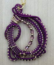 Woven Wire Amethyst Crystal & Gold Pendant