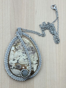 Woven Wire & Ocean Jasper Large pendant