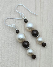 brown & creamrose crystal pearl earrings