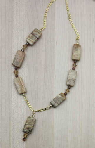 rectangle picture jasper & crystal necklace