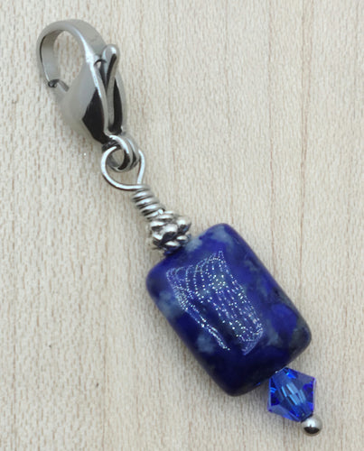 Zipper Pull - Dark Denim Lapis & crystal