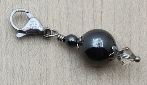 Zipper Pull - Hematite & Crystal