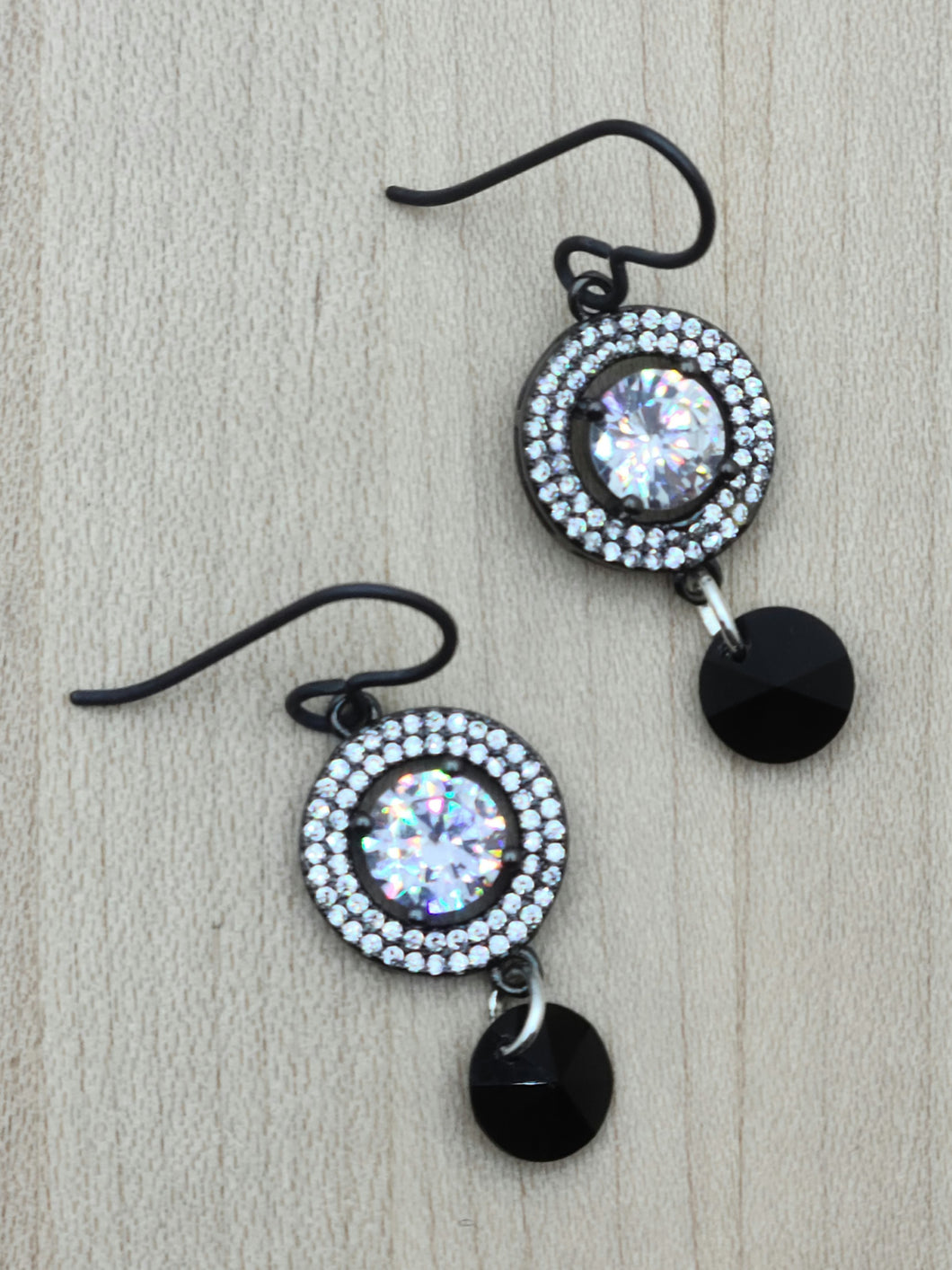 Black, CZ, & Niobium Earrings