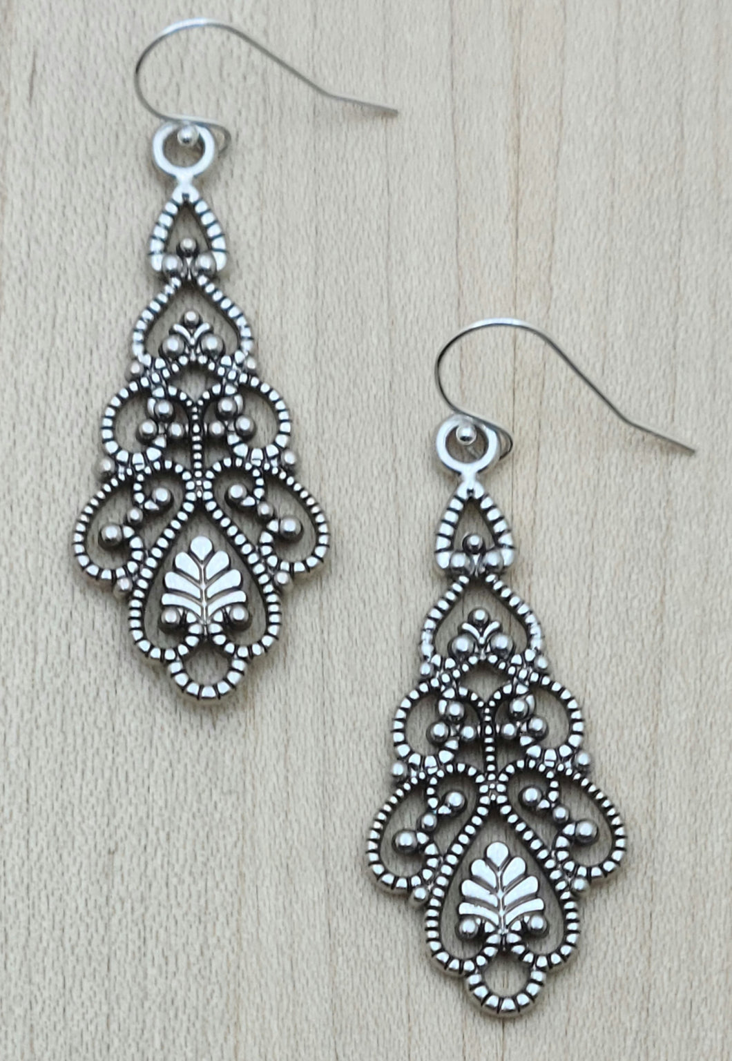 Antique Silver Pewter Tiered Earrings