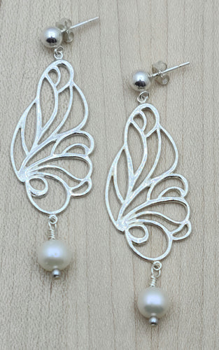 Fairy Wings & Freshwater Pearls Earrings