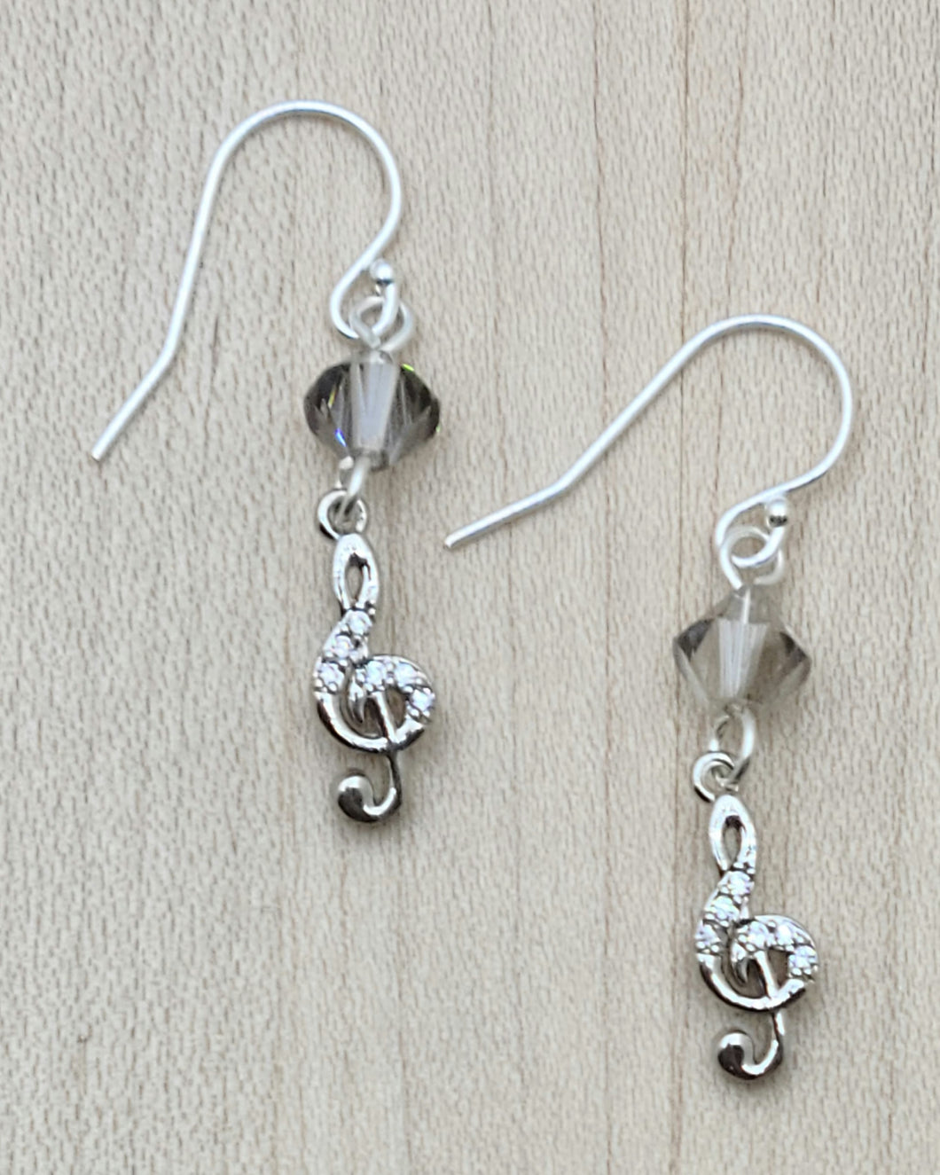 Tiny CZ Treble Clef Earrings