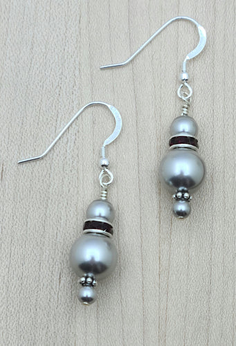 Silver & Dark Garnet Earrings