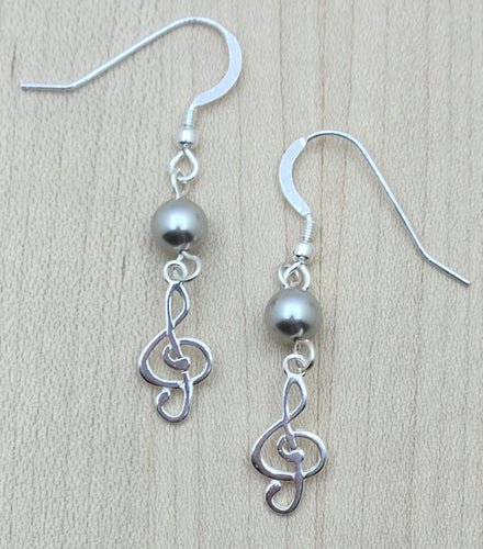 Treble Clef on Silver Earrings