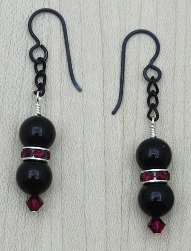 Black & Ruby Earrings