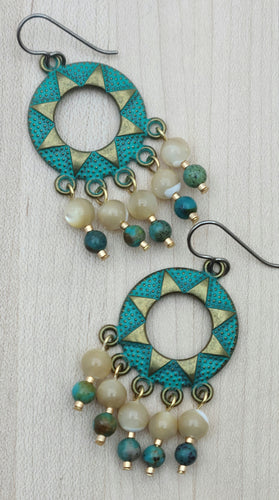 Patina Sunburst & Turquoise Earrings