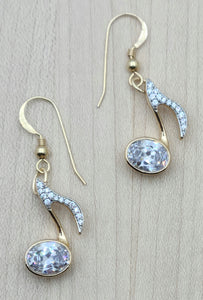 CZ & Gold 8th Note Earrings