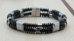 Black & Silver Double Row Magnetic Bracelet