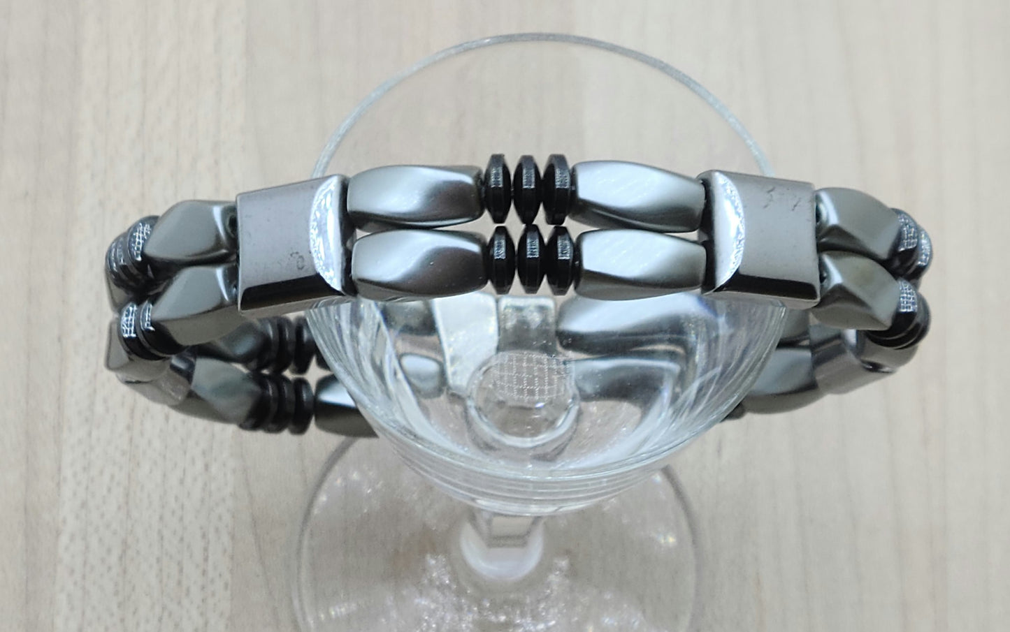 Satin & Black Double Row Magnetic Bracelet