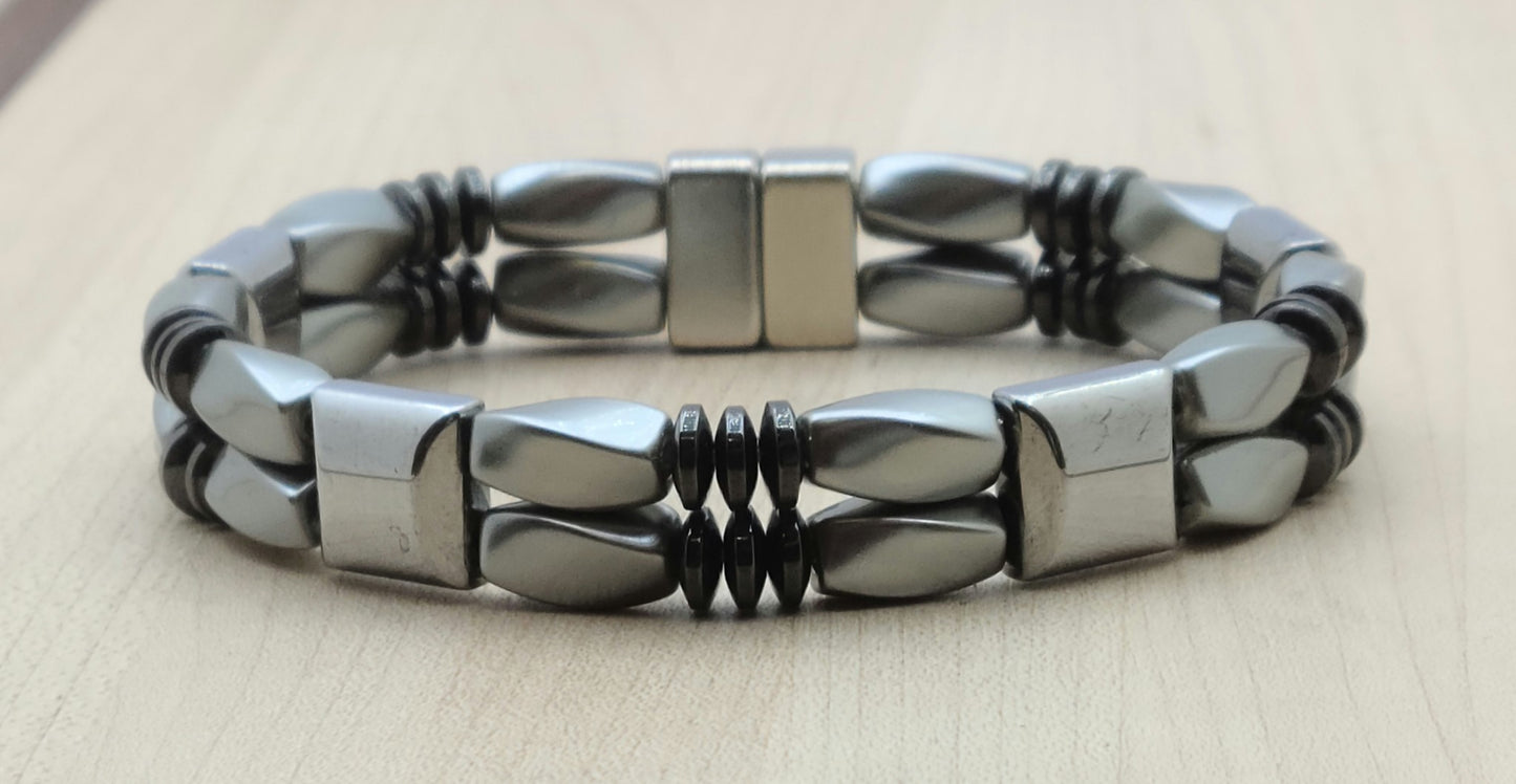Satin & Black Double Row Magnetic Bracelet