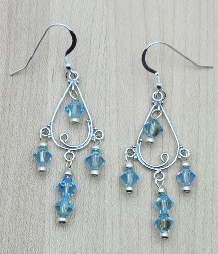 Aquamarine Crystal Chandelier Earrings