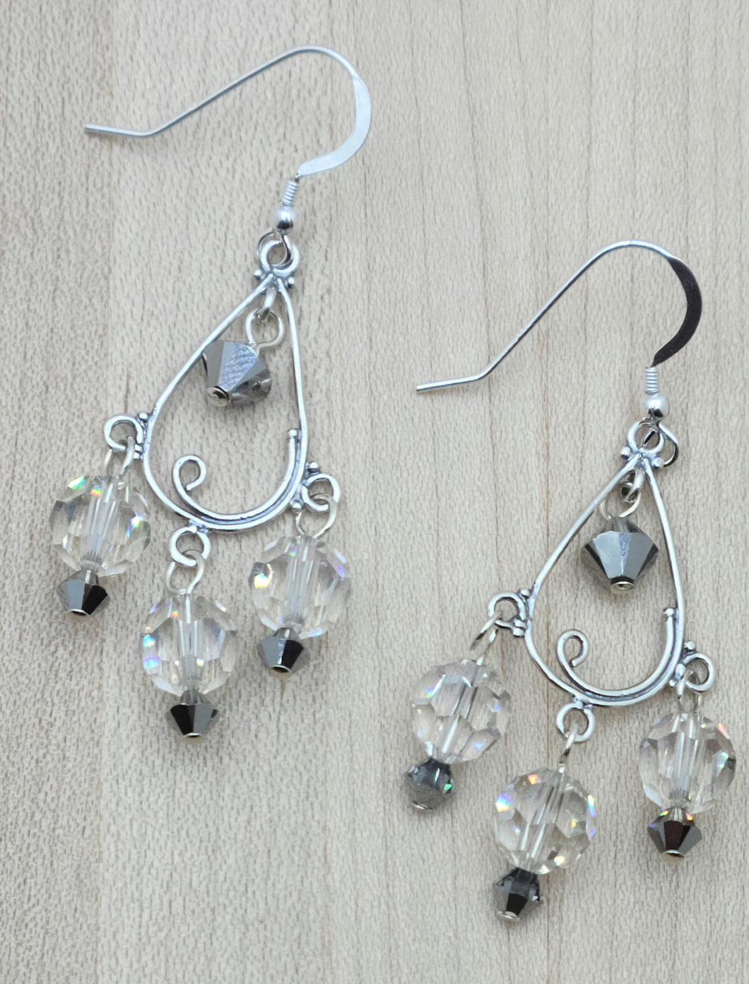 Crystal Silver Shade Chandelier Earrings