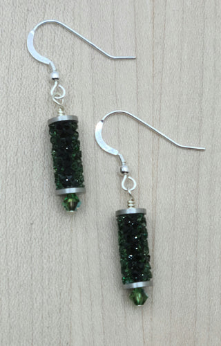 Erinite Green Crystal Rocks Earrings