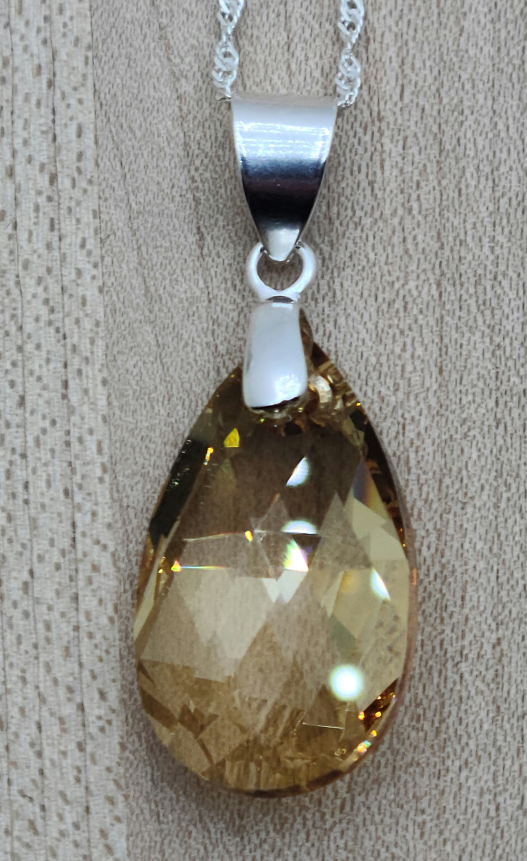 Golden Shadow Crystal Teardrop Necklace