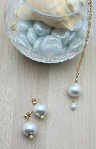 White Pearl Shell Drop & Earrings