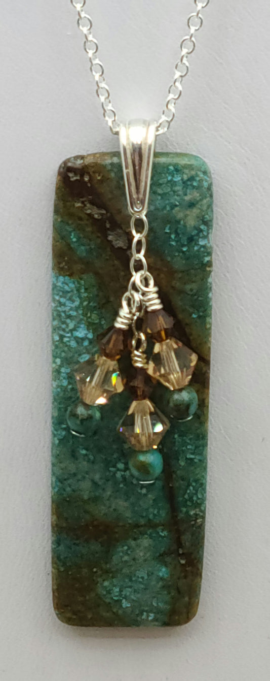 Calsilica Pendant Necklace with Crystals