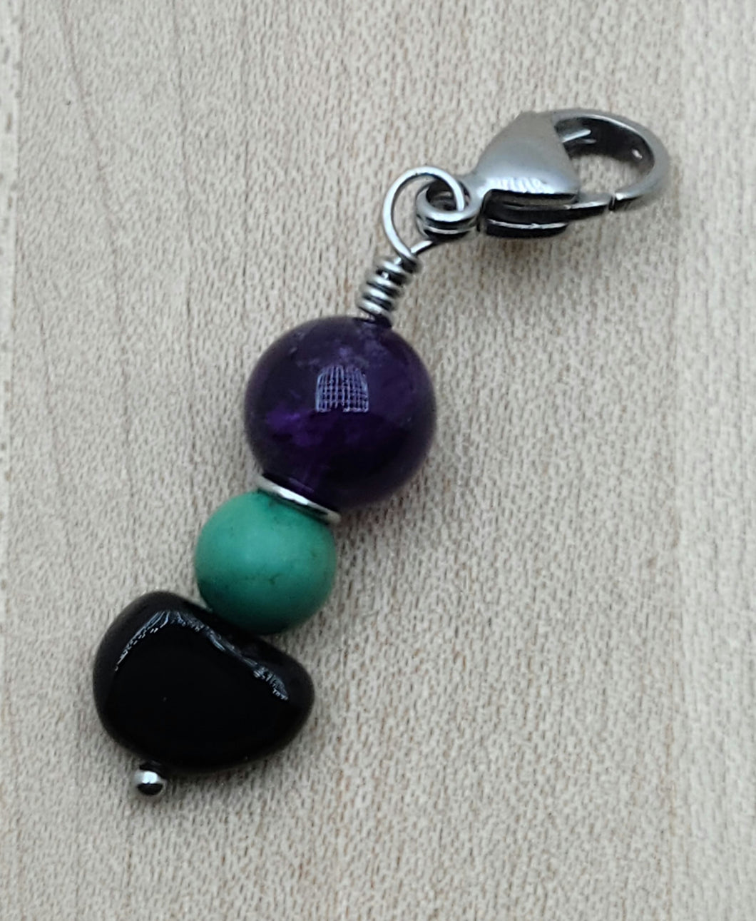 Zipper Pull - Onyx, Turquoise, Amethyst