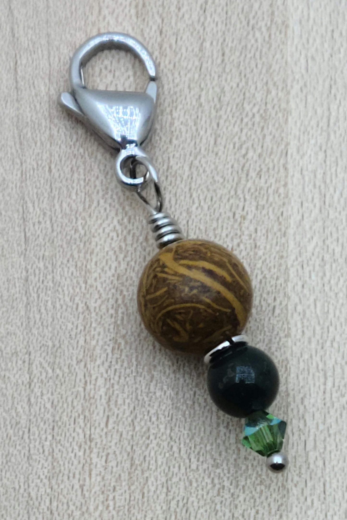 Zipper Pull - Wenge Wood & Bloodstone